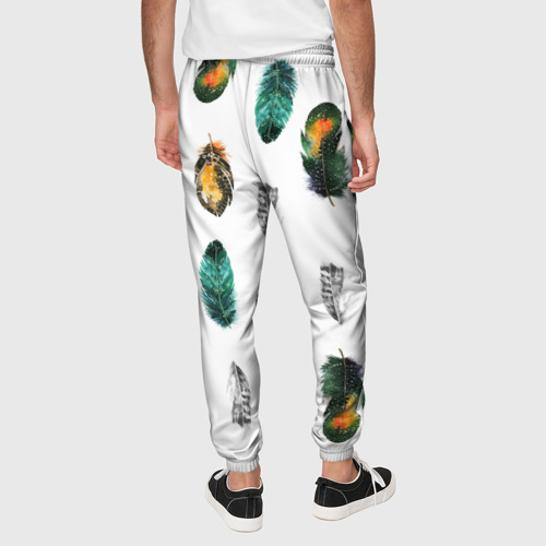 Мужские брюки 3D Перья на белом фоне, цвет 3D печать - фото 5