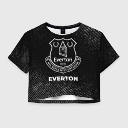 Женская футболка Crop-top 3D Everton с потертостями на темном фоне