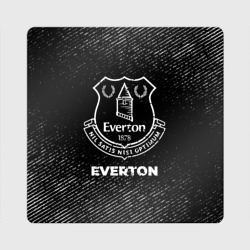 Магнит виниловый Квадрат Everton с потертостями на темном фоне