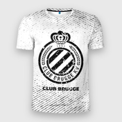 Мужская футболка 3D Slim Club Brugge с потертостями на светлом фоне