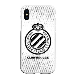 Чехол для iPhone XS Max матовый Club Brugge с потертостями на светлом фоне