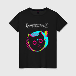 Evanescence rock star cat – Женская футболка хлопок с принтом купить со скидкой в -20%