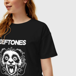Женская футболка хлопок Oversize Deftones rock panda - фото 2