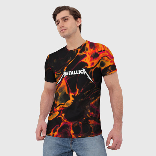 Мужская футболка 3D Metallica red lava, цвет 3D печать - фото 3