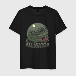 Аллигатор и пальмы – Мужская футболка хлопок с принтом купить со скидкой в -20%