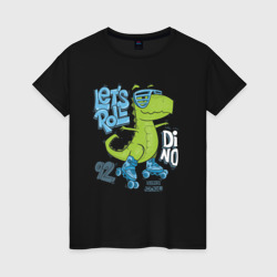 Динозавр на роликах – Женская футболка хлопок с принтом купить со скидкой в -20%