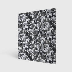 Холст квадратный Пиксельный камуфляж серого цвета