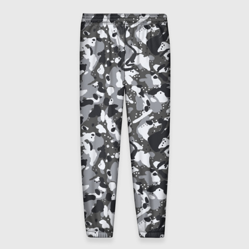 Мужские брюки 3D с принтом Пиксельный камуфляж серого цвета, вид сзади #1