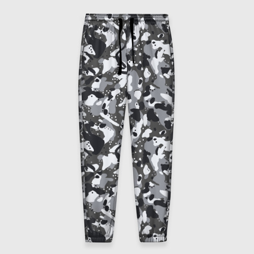 Мужские брюки 3D с принтом Пиксельный камуфляж серого цвета, вид спереди #2