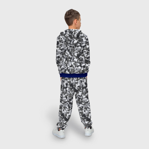Детский 3D костюм с принтом Пиксельный камуфляж серого цвета, вид сзади #2
