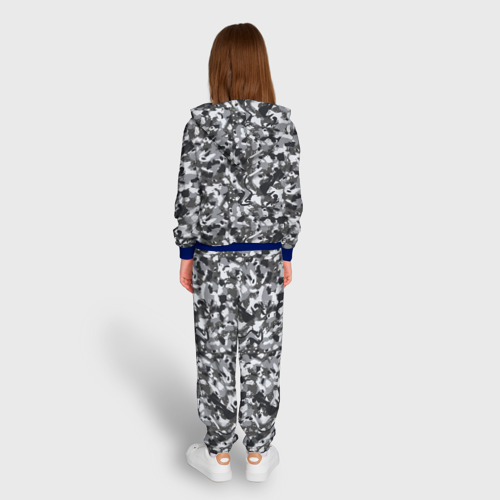 Детский 3D костюм с принтом Пиксельный камуфляж серого цвета, вид сзади #2