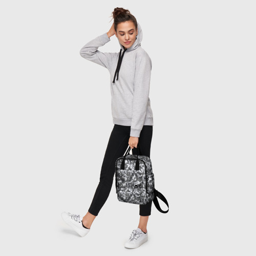 Женский рюкзак 3D Пиксельный камуфляж серого цвета - фото 4