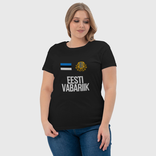 Женская футболка хлопок Eesti Vabariik, цвет черный - фото 6
