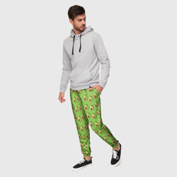 Мужские брюки 3D Весёлый авокадо на зелёном фоне - фото 2