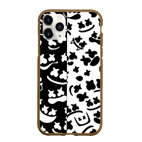 Чехол для iPhone 11 Pro Max матовый Marshmello music pattern, цвет коричневый