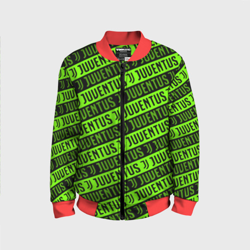 Детский бомбер 3D Juventus green pattern sport, цвет красный