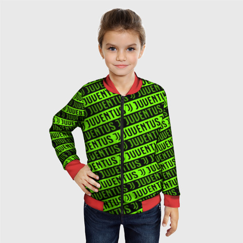 Детский бомбер 3D Juventus green pattern sport, цвет красный - фото 3