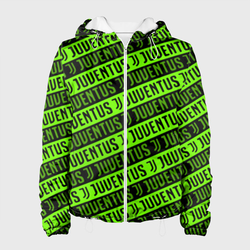 Женская куртка 3D Juventus green pattern sport, цвет белый