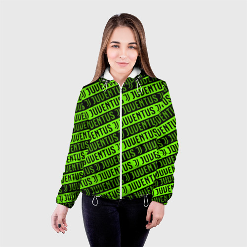Женская куртка 3D Juventus green pattern sport, цвет белый - фото 3