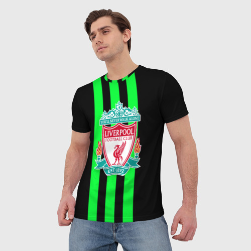 Мужская футболка 3D Liverpool line green, цвет 3D печать - фото 3