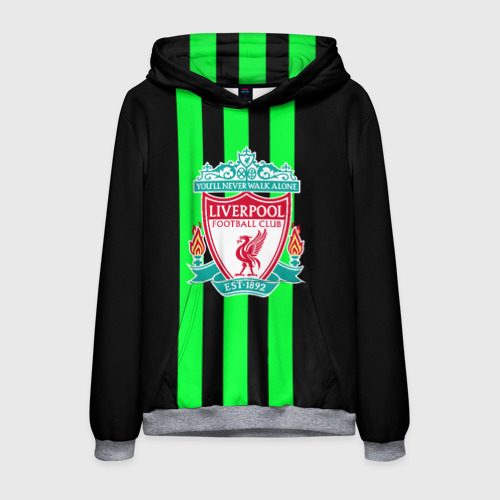 Мужская толстовка 3D Liverpool line green, цвет меланж