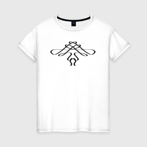 Женская футболка хлопок Каллиграфические узорные линии, цвет белый