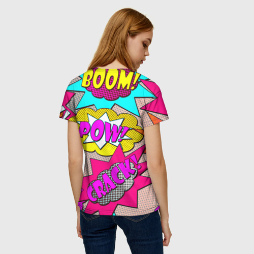 Женская футболка 3D с принтом Pop art - Pow, вид сзади #2