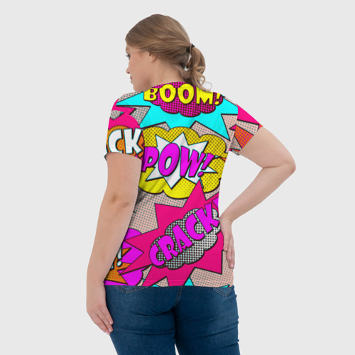 Женская футболка 3D с принтом Pop art - Pow, вид сзади #2