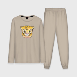 Мужская пижама с лонгсливом хлопок Забавный маленький гепард