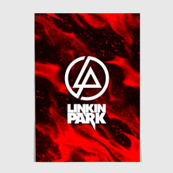 Постер Linkin park красный огонь