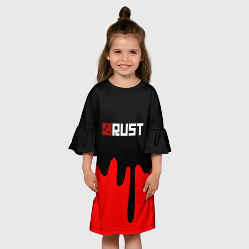 Детское платье 3D RUST краски разводы пустошь, цвет 3D печать - фото 4