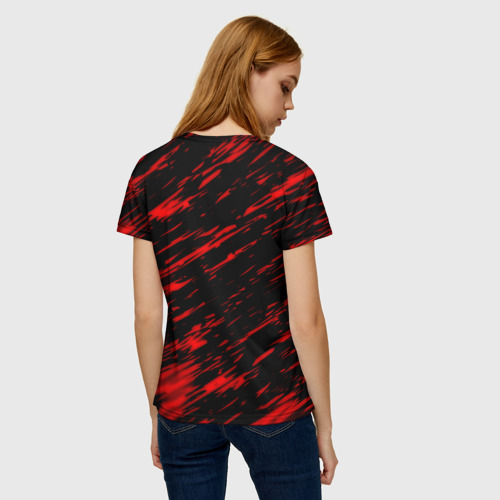 Женская футболка 3D с принтом Sally face красные искры, вид сзади #2