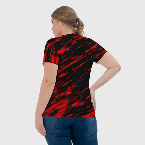 Женская футболка 3D с принтом Sally face красные искры, вид сзади #2