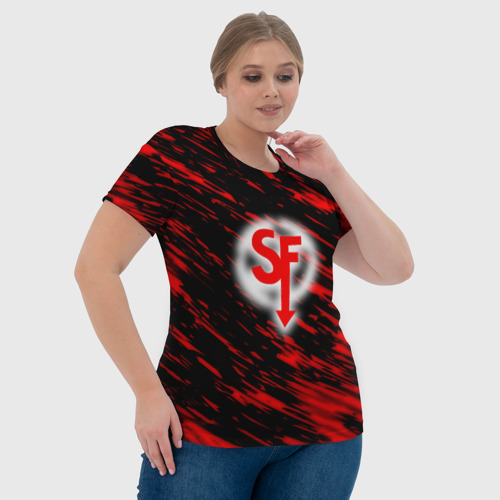 Женская футболка 3D с принтом Sally face красные искры, фото #4