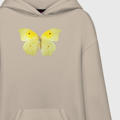 Худи SuperOversize хлопок Желтая бабочка, цвет миндальный - фото 3