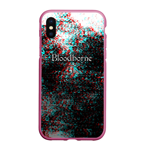 Чехол для iPhone XS Max матовый с принтом Bloodborn souls глитч краски, вид спереди #2