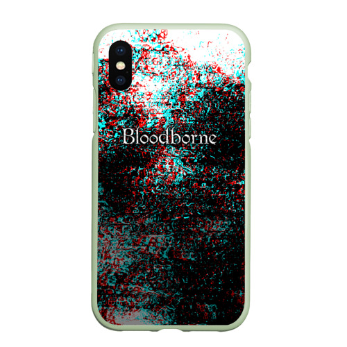 Чехол для iPhone XS Max матовый Bloodborn souls глитч краски, цвет салатовый