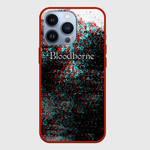 Чехол для iPhone 13 Pro Bloodborn souls глитч краски, цвет красный