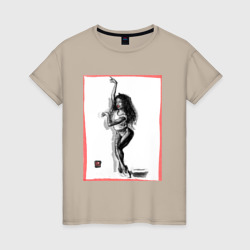 Женская футболка хлопок Кучерявая  авро девушка