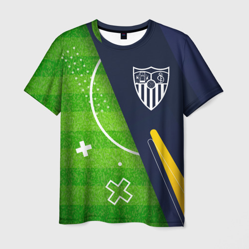 Мужская футболка с принтом Sevilla football field, вид спереди №1