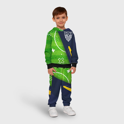Детский костюм с толстовкой с принтом Sevilla football field, фото на моделе #1
