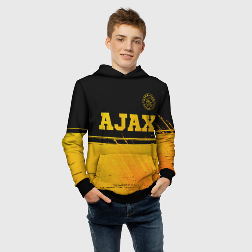 Детская толстовка 3D Ajax - gold gradient посередине, цвет черный - фото 6