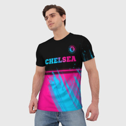 Мужская футболка 3D Chelsea - neon gradient посередине - фото 2