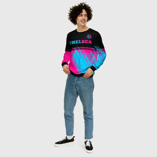 Мужской свитшот 3D Chelsea - neon gradient посередине, цвет черный - фото 5