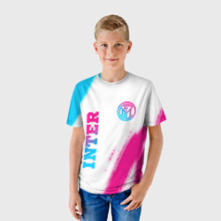 Детская футболка 3D Inter neon gradient style вертикально - фото 2