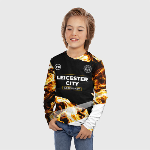 Детский лонгслив 3D Leicester City legendary sport fire, цвет 3D печать - фото 3