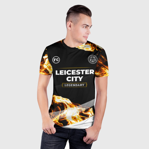 Мужская футболка 3D Slim Leicester City legendary sport fire, цвет 3D печать - фото 3