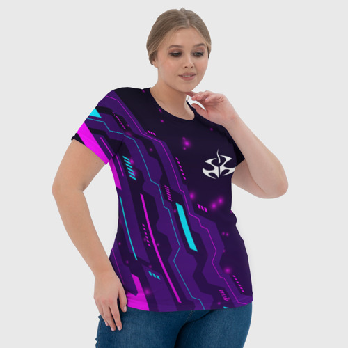Женская футболка 3D Hitman neon gaming, цвет 3D печать - фото 6