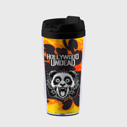 Термокружка-непроливайка Hollywood Undead рок панда и огонь