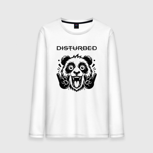 Мужской лонгслив хлопок Disturbed - rock panda, цвет белый